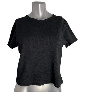 Women's Rolling Over Black short Sleeve Crop Top Sz M